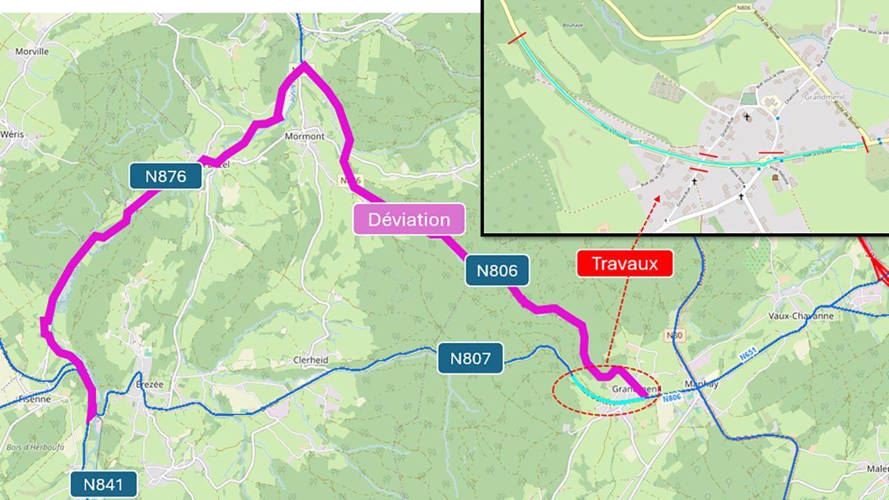 travaux traversée de Grandmenil