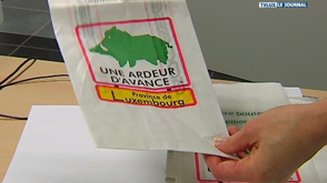 Le sanglier pixelisé résiste sur des sachets de pain