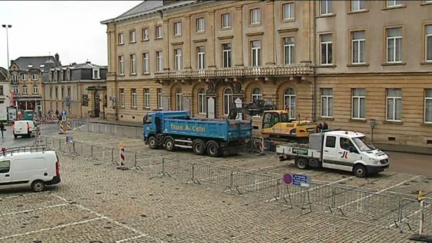 Arlon: affaissement de voirie sur la place Léopold