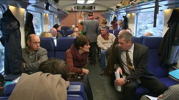 A bord du « train de la colère »