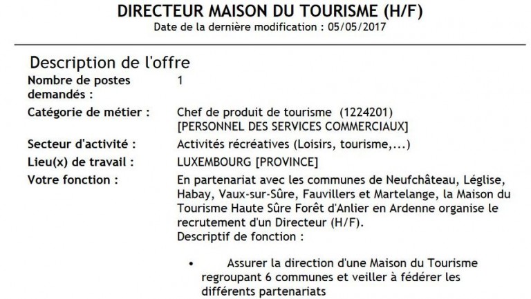 Pas encore constituée la nouvelle Maison du Tourisme recrute déjà