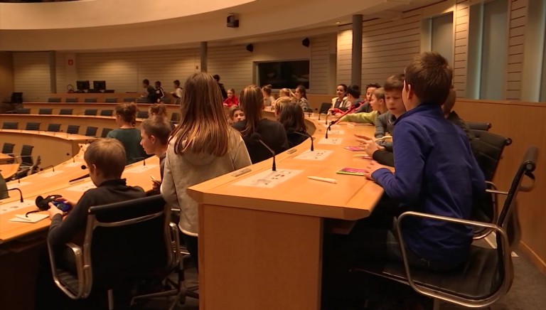 Des petits chestrolais étaient aujourd'hui à Bruxelles pour le Parlement des enfants