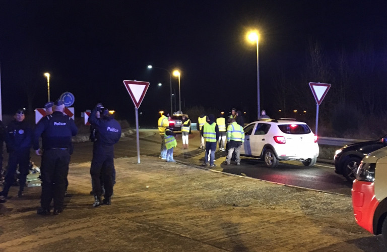 Gilets jaunes : barrage filtrant à Libramont-Recogne