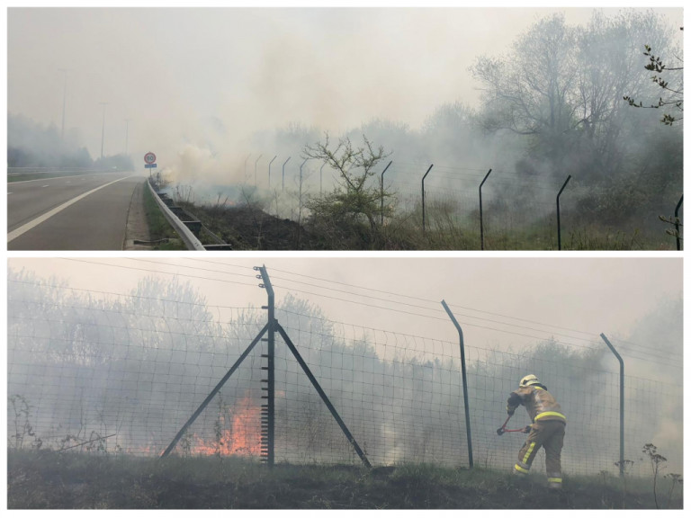 Feu de broussailles le long de la E411 à Heinsch : appel à la prudence !