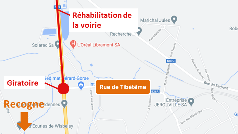 Création d'un giratoire sur la N89 à Libramont. Les travaux débutent ce mardi