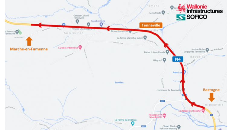 N4. La traversée de Tenneville vers Bastogne, fermée tout ce week-end