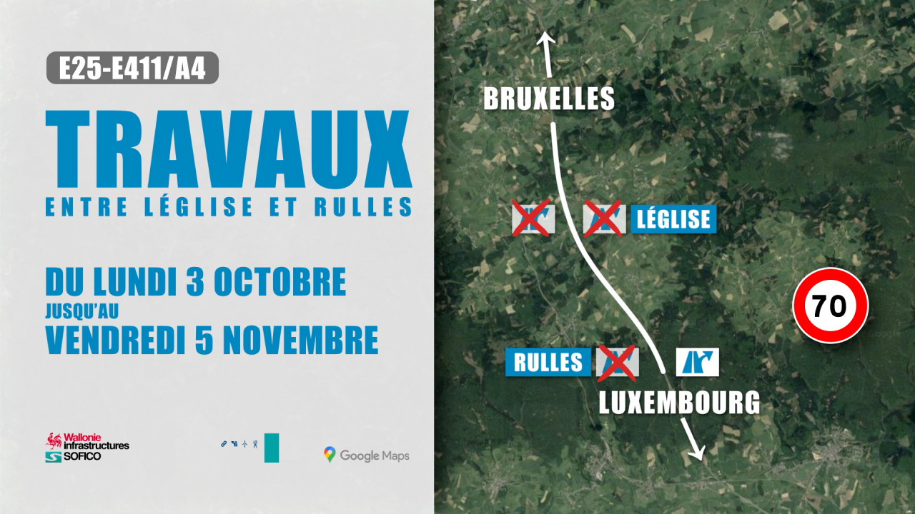 Travaux sur la E411 entre Léglise et Rulles dès ce lundi 3 octobre