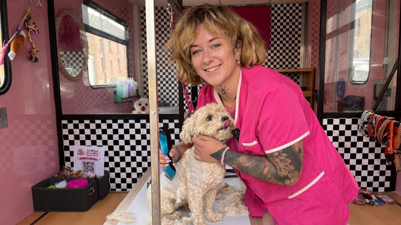 Marion toilette vos chiens à domicile grâce à sa camionnette