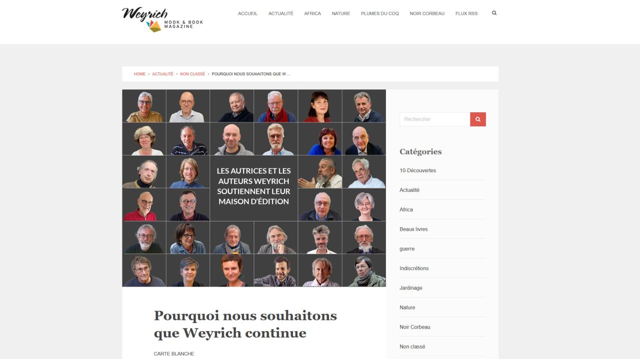 Une quarantaine d'auteurs apportent leur soutien aux Editions Weyrich